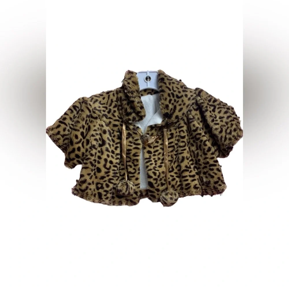 Boutique Leopard Print FauxFur Jacket 3T Girls Cropped Coat Animal Print Toddler